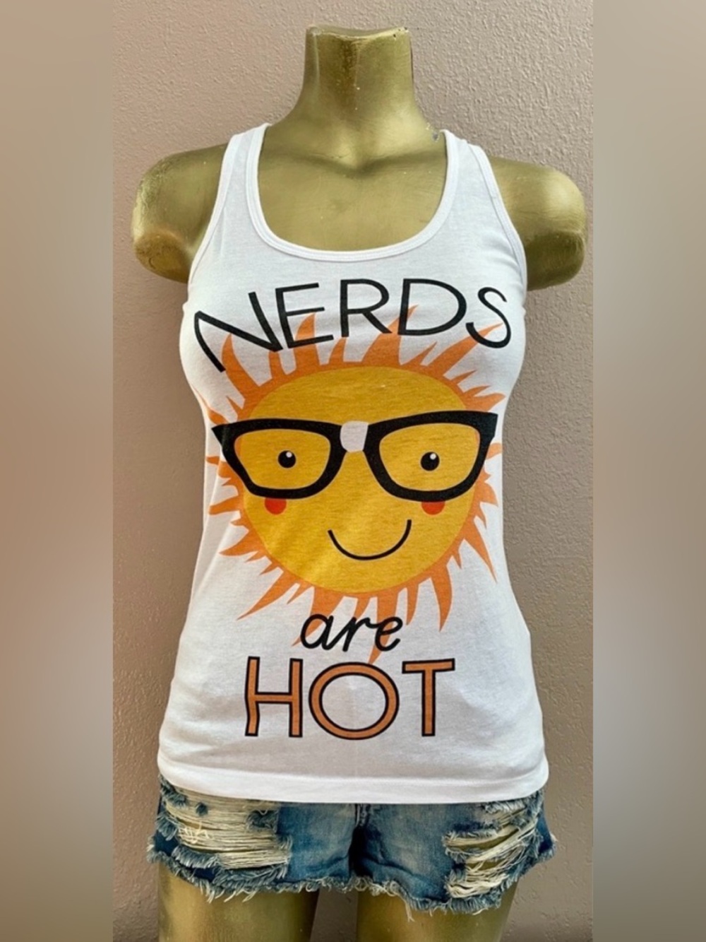 Forever 21 NERDS ARE HOT Racerback TANK TOP Size Small VINTAGE Y2K